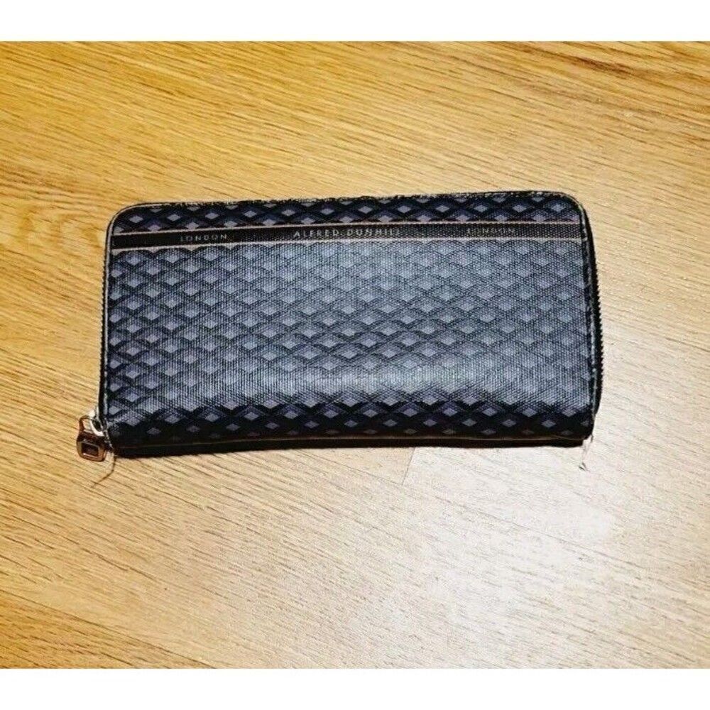DUNHILL Engine Turn Luggage Canvas Zip Coat Wallet